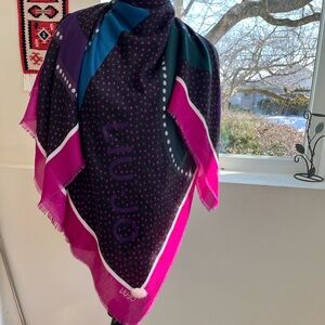Liu Jo Black and Pink Polka Dot Scarf rayon shawl